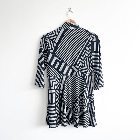 Joseph Ribkoff Women Cardigan Sweater Striped Black Gray Open Front Stretch US 8 - Picture 2 of 6